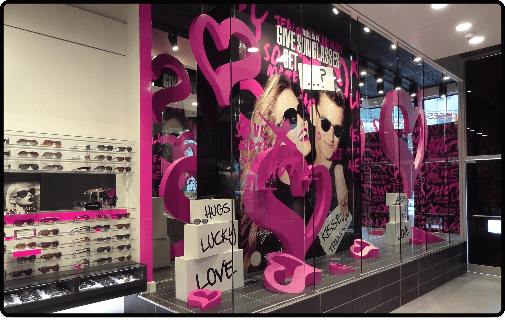 Sunglass Hut in New York during the Valentine's Day campaign